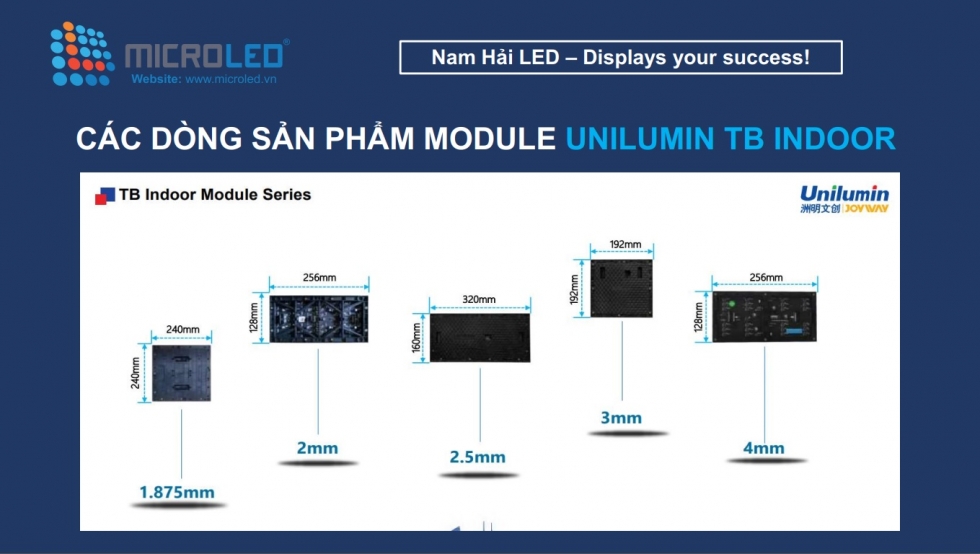 Kích thước module LED indoor Unilumin TB